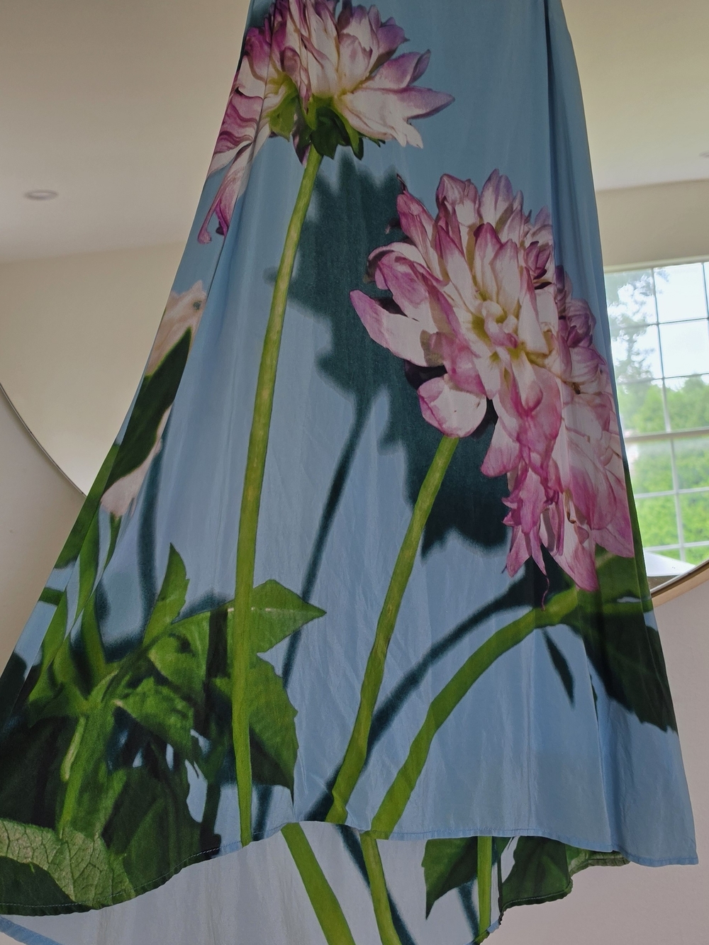 Anthropologie Blue Floral Midi Dress Women Size 2 - Picture 2 of 14